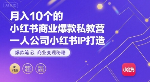月入10个的小红书商业爆款私教营，一人公司小红书IP打造，爆款笔记，商业变现秘籍-悟思笔记，一个低调的学习营。