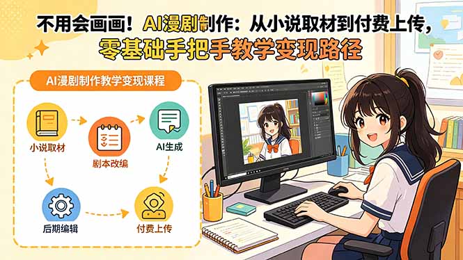 不用会画画！AI漫剧制作：从小说取材到付费上传，零基础手把手教学变现路径-悟思笔记，一个低调的学习营。