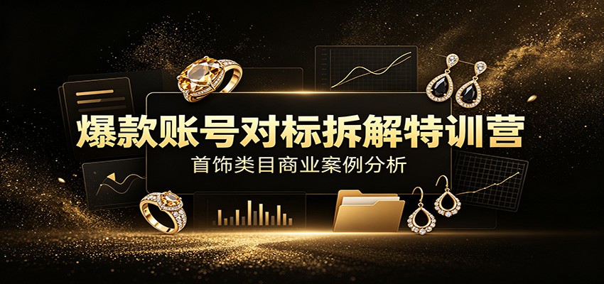 爆款账号对标拆解特训营：首饰类目商业案例分析，配套完整资料内容-悟思笔记，一个低调的学习营。