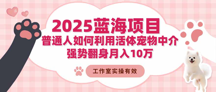 2025蓝海项目：普通人如何利用活体宠物中介，强势翻身月入10万-悟思笔记，一个低调的学习营。