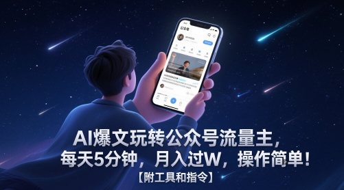 AI爆文玩转公众号流量主，每天5分钟，月入过W，操作简单！【附工具和指令】-悟思笔记，一个低调的学习营。