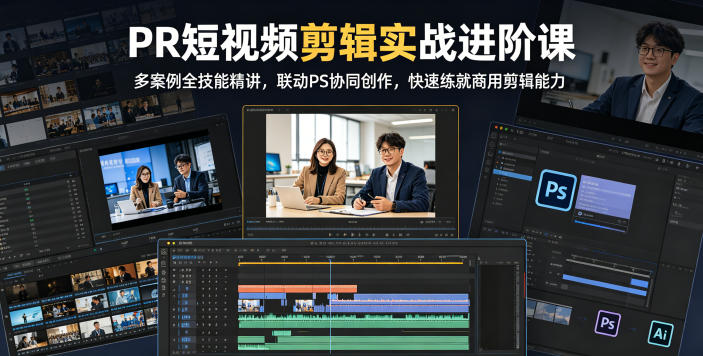 PR短视频剪辑实战进阶课，多案例全技能精讲，联动PS协同创作，快速练就商用剪辑能力-悟思笔记，一个低调的学习营。