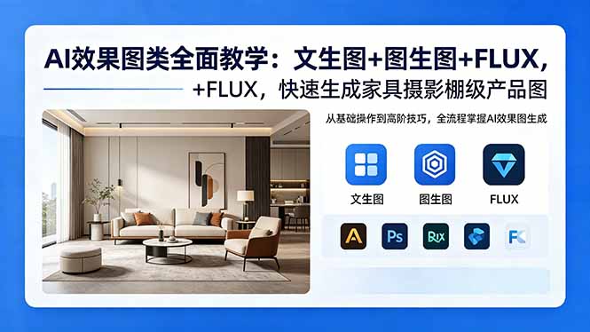 AI效果图类全面教学：文生图+图生图+FLUX，快速生成家具摄影棚级产品图-悟思笔记，一个低调的学习营。