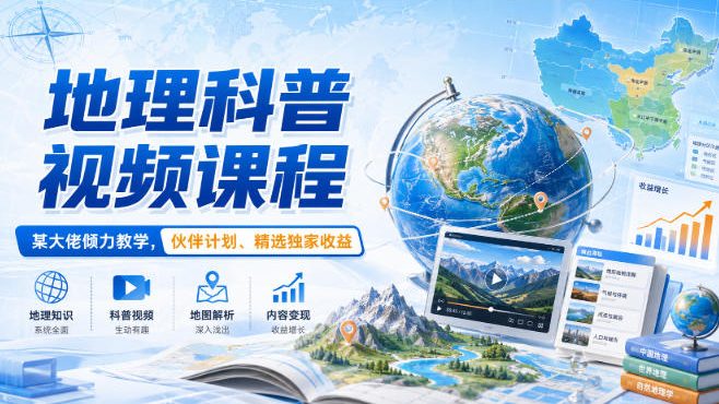 地理科普视频课程，某大佬倾力教学，伙伴计划、精选独家收益-悟思笔记，一个低调的学习营。