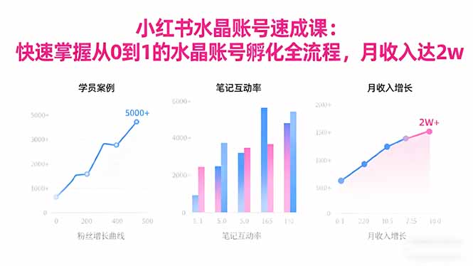 2025小红书水晶账号速成课：快速掌握从0-1水晶账号孵化全流程，月收入达2w-悟思笔记，一个低调的学习营。