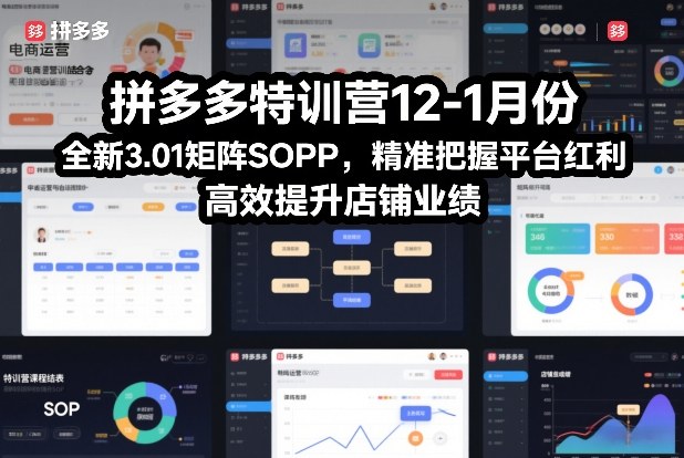 拼多多特训营12-1月份，全新3.01矩阵Sop，精准把握平台红利，高效提升店铺业绩-悟思笔记，一个低调的学习营。