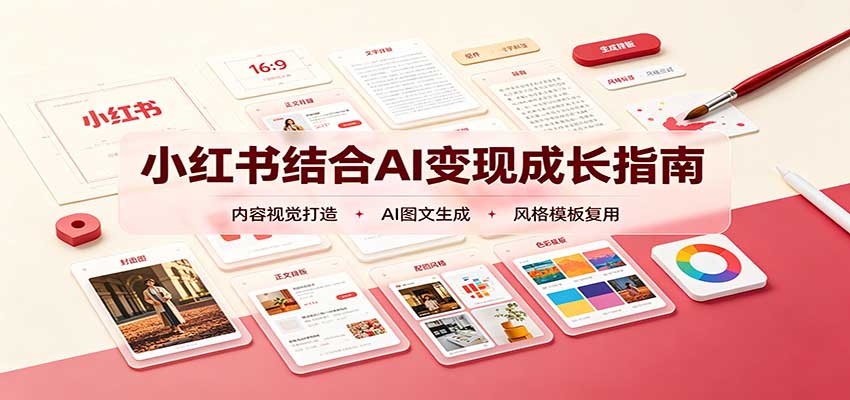 小红书结合AI变现成长指南：账号精准定位，内容视觉打造，搭建可复制流量获客体系-悟思笔记，一个低调的学习营。