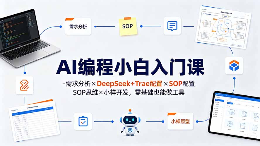 AI编程小白入门课-需求分析×DeepSeek+Trae配置×SOP思维×小样开发，零基础也能做工具-悟思笔记，一个低调的学习营。