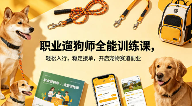 职业遛狗师全能训练课，轻松入行，稳定接单，开启宠物赛道副业-悟思笔记，一个低调的学习营。