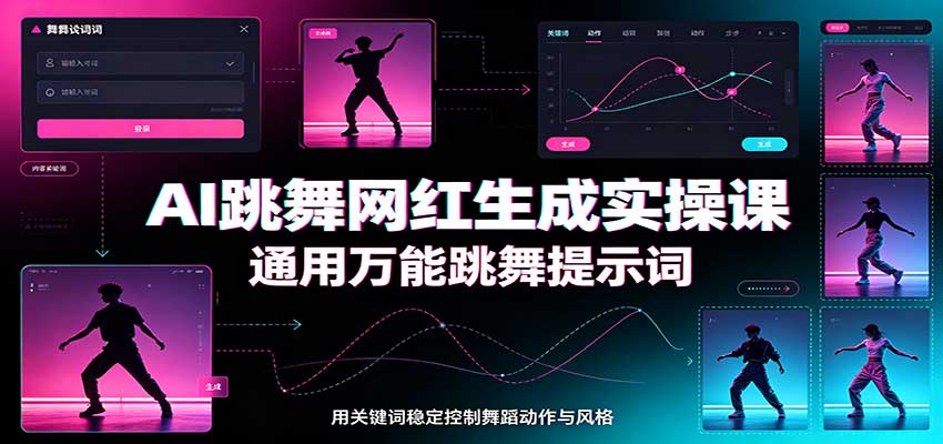 AI跳舞网红生成实操课：通用万能跳舞提示词，多模型适配，人物舞蹈视频制作全套教学-悟思笔记，一个低调的学习营。