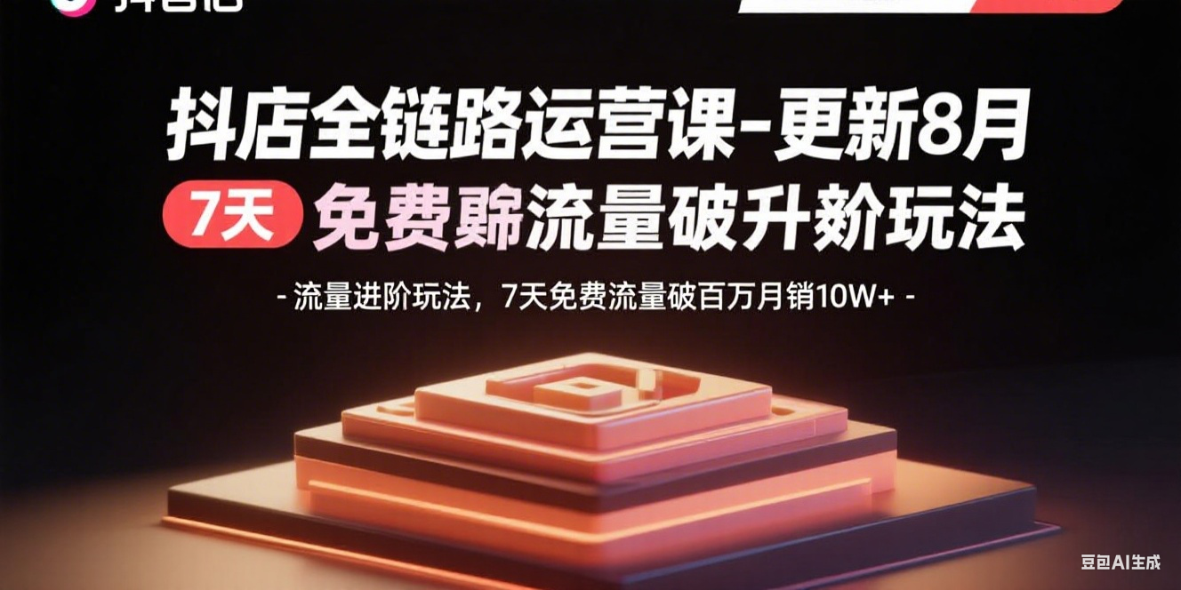 抖店全链路运营课-更新8月：流量进阶玩法，7天免费流量破百万月销10W+-悟思笔记，一个低调的学习营。