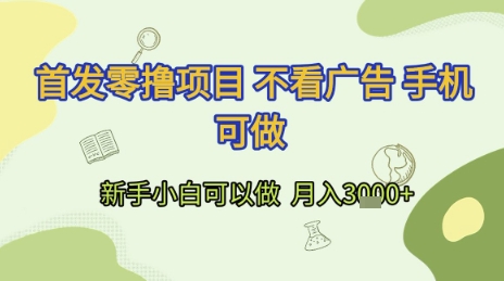 首发零撸项目 不看广告 手机可做 新手小白可以做  月入3k+【揭秘】-悟思笔记，一个低调的学习营。