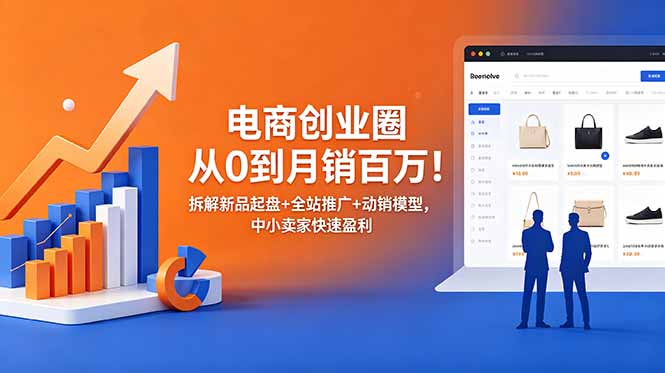 电商创业圈从0到月销百万！拆解新品起盘+全站推广+动销模型，中小卖家快速盈利-悟思笔记，一个低调的学习营。