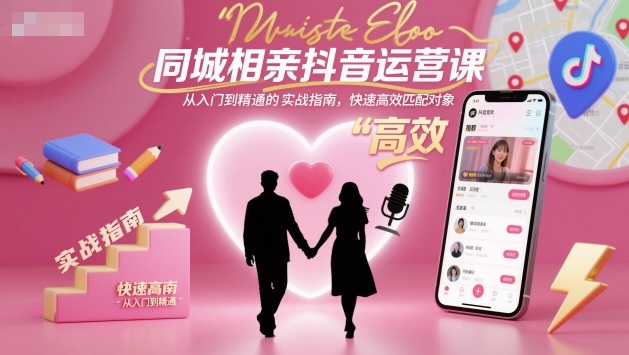 同城相亲抖音运营课，从入门到精通的实战指南，快速高效匹配对象-悟思笔记，一个低调的学习营。