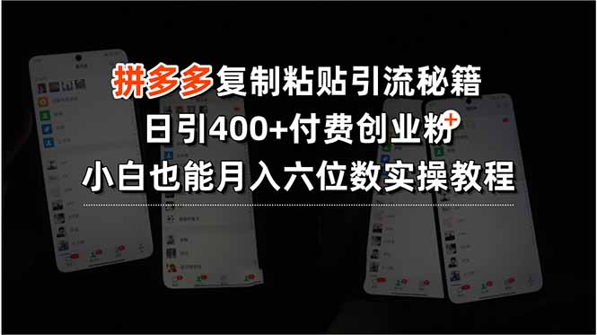 拼多多复制粘贴引流秘籍，日引400+付费创业粉，小白也能月入六位数实操…-悟思笔记，一个低调的学习营。