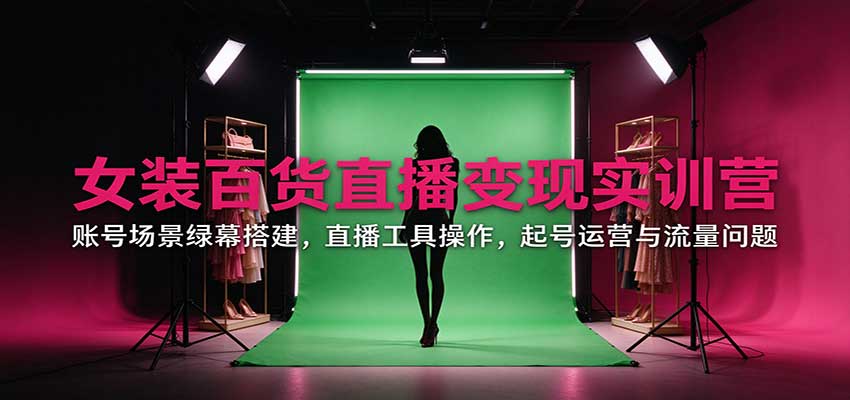 女装百货直播变现实训营：账号场景绿幕搭建，直播工具操作，起号运营与流量问题-悟思笔记，一个低调的学习营。