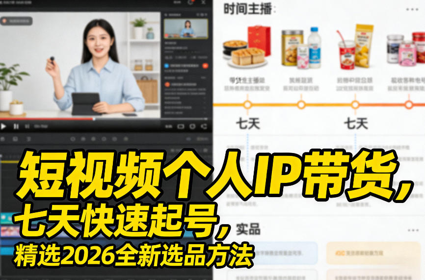 短视频个人IP带货，七天快速起号，精选2026全新选品方法-悟思笔记，一个低调的学习营。