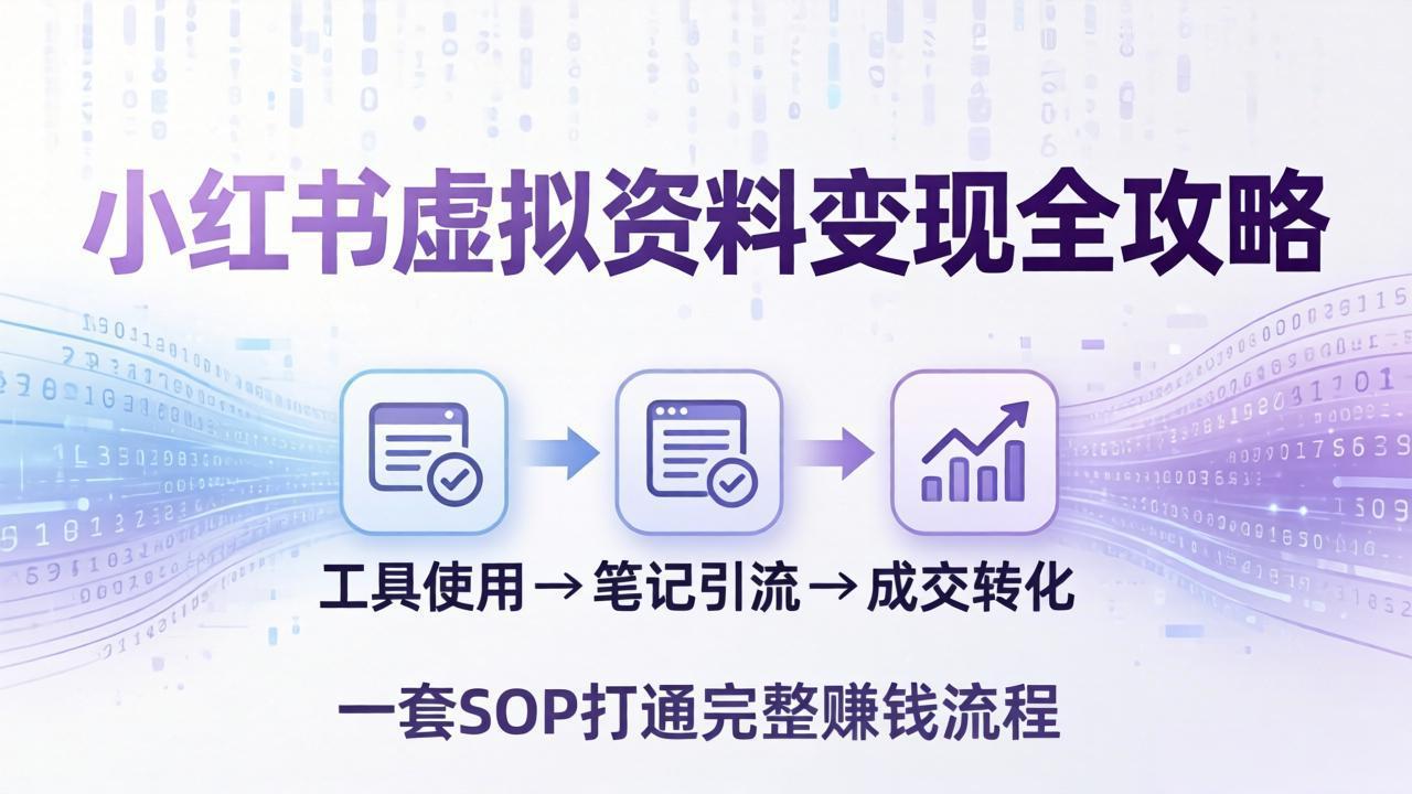 小红书虚拟资料变现全攻略：从工具使用到笔记引流成交，一套 SOP 打通完整赚钱流程-悟思笔记，一个低调的学习营。