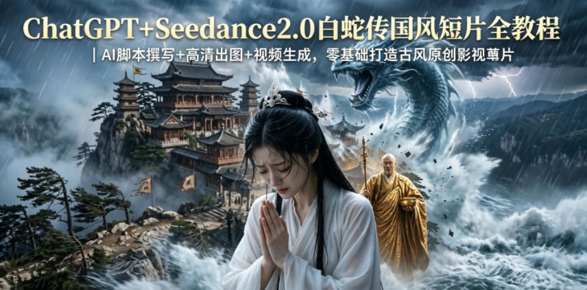 ChatGPT+Seedance2.0白蛇传国风短片全教程｜AI脚本撰写+高清出图+视频生成，零基础打造古风原创影视短片-悟思笔记，一个低调的学习营。