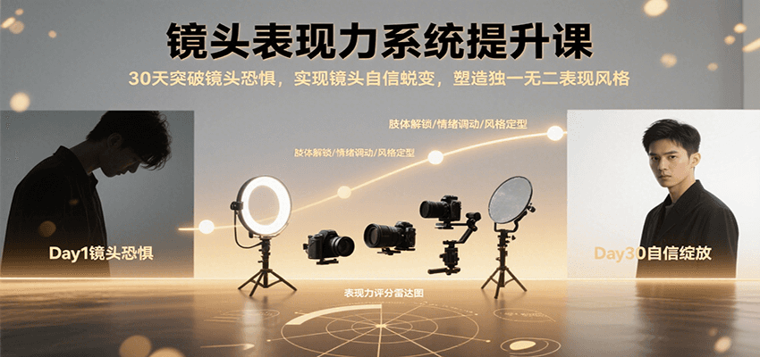 镜头表现力系统提升课，30天突破镜头恐惧实现自信蜕变，塑造独一无二表现风格-悟思笔记，一个低调的学习营。