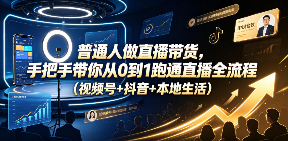 普通人做直播带货，手把手带你从0到1跑通直播全流程(视频号+抖音+本地生活)-悟思笔记，一个低调的学习营。