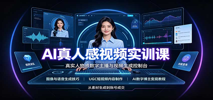 AI真人感视频实训课：图像语音生成，UGC内容制作，AI数字博主变现教程-悟思笔记，一个低调的学习营。