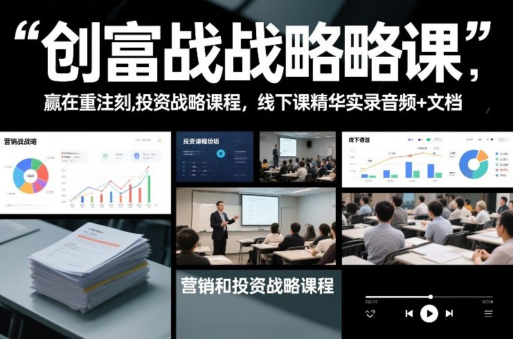 创富战略课，赢在重注时刻，营销和投资战略课程，线下课精华实录音频+文档-悟思笔记，一个低调的学习营。