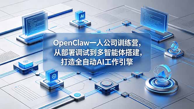 OpenClaw 一人公司训练营，从部署调试到多智能体搭建，打造全自动 AI 工作引擎-悟思笔记，一个低调的学习营。