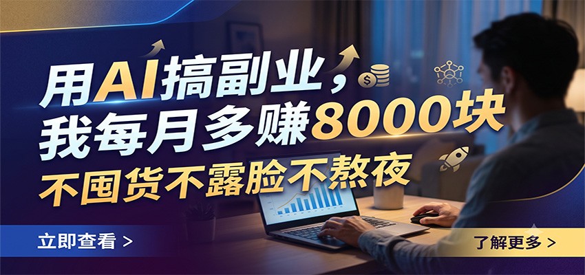 用AI搞副业，我每月多赚8000块，不囤货不露脸不熬夜-悟思笔记，一个低调的学习营。