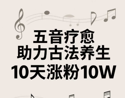 古法五音养生教程，五音疗愈的视频的制作方法，2-4小时就能学会，作者10天涨粉10W-悟思笔记，一个低调的学习营。