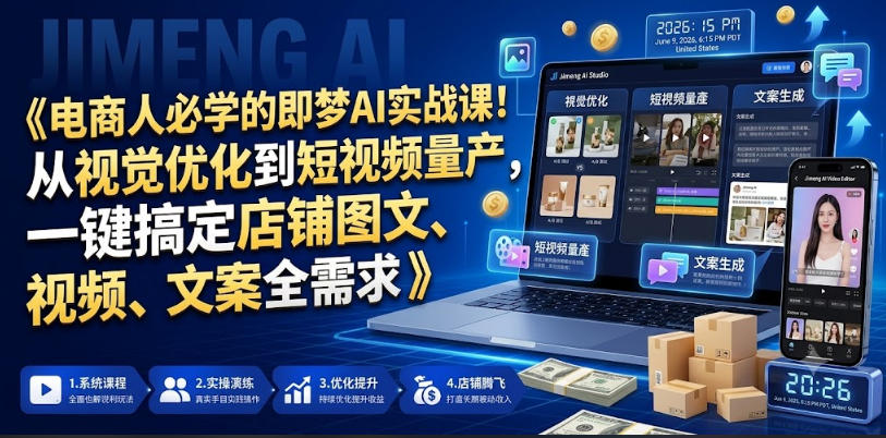 电商人必学的即梦AI实战课！从视觉优化到短视频量产，一键搞定店铺图文、视频、文案全需求-悟思笔记，一个低调的学习营。