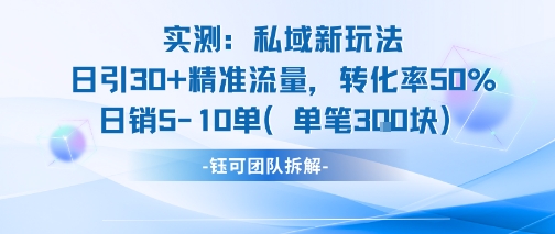 实测私域新玩法日引30加精准流量转化率50%日销5-10单每笔3张-悟思笔记，一个低调的学习营。
