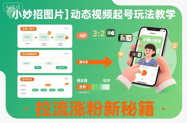 小妙招图片＋动态视频起号玩法教学，拉流涨粉新秘籍-悟思笔记，一个低调的学习营。