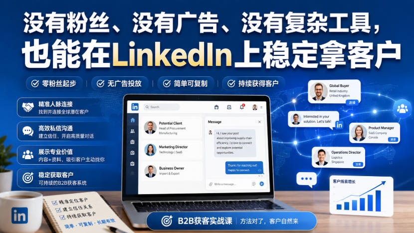 没有粉丝、没有广告、没有复杂工具，也能在LinkedIn上稳定拿客户【原创双语字幕】-悟思笔记，一个低调的学习营。