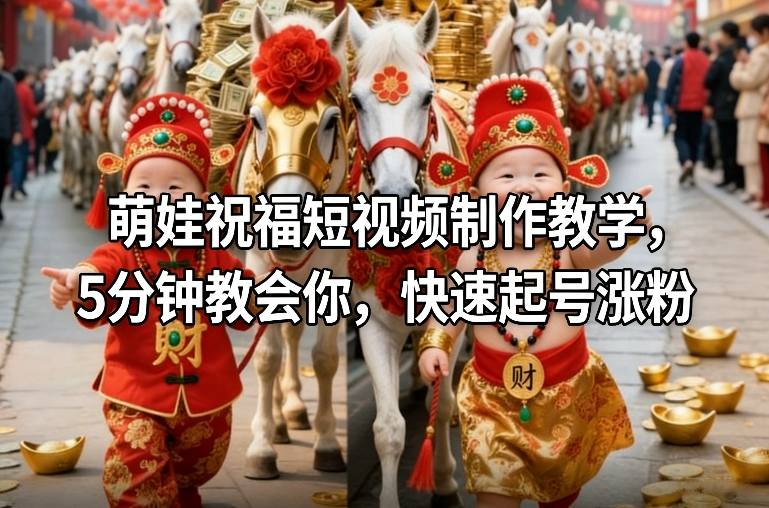 萌娃祝福短视频制作教学，5分钟教会你，快速起号涨粉-悟思笔记，一个低调的学习营。