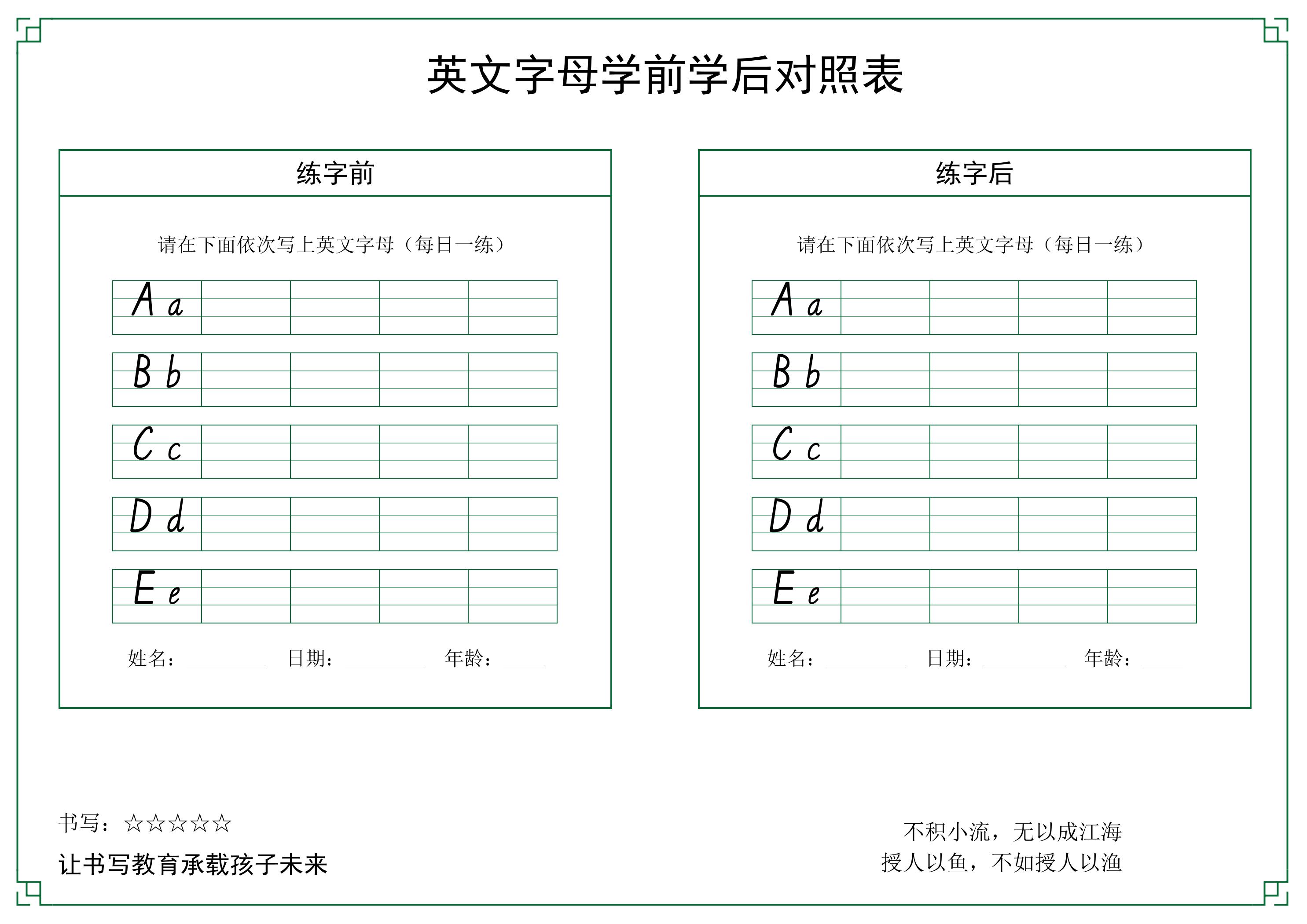 三上英语26个英文字母手写体字帖9-18-悟思笔记，一个低调的学习营。