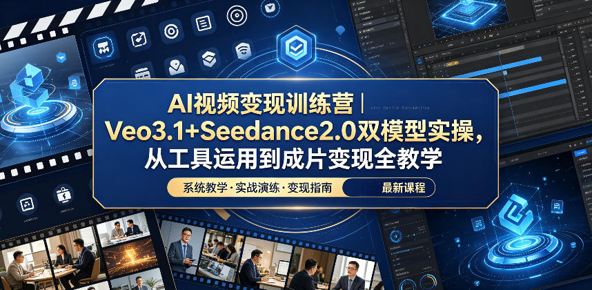 AI视频变现训练营｜Veo3.1+Seedance2.0双模型实操，从工具运用到成片变现全教学-悟思笔记，一个低调的学习营。
