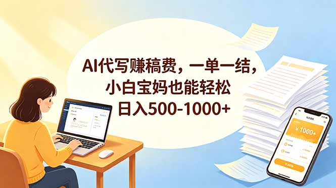 AI代写赚稿费，一单一结，小白宝妈也能轻松日入500-1000+-悟思笔记，一个低调的学习营。
