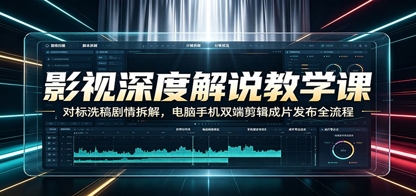 影视深度解说教学课：对标洗稿剧情拆解，电脑手机双端剪辑成片发布全流程-悟思笔记，一个低调的学习营。
