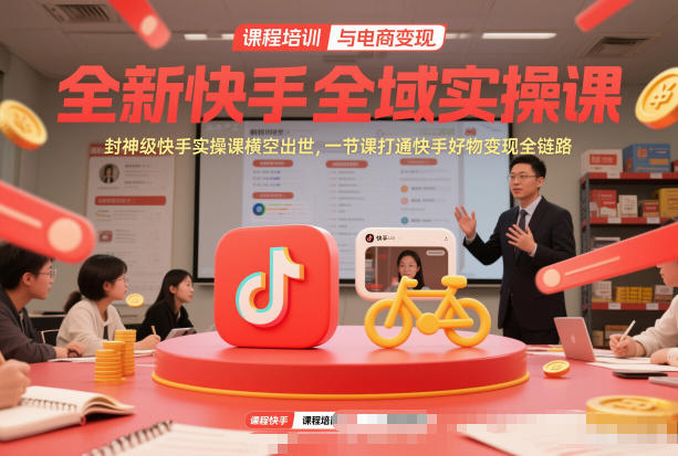 全新快手全域实操课，封神级快手实操课横空出世，一节课打通快手好物变现全链路-悟思笔记，一个低调的学习营。