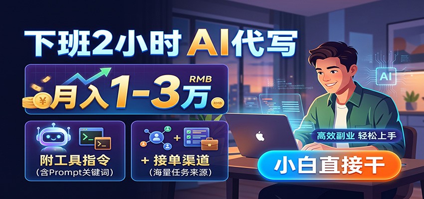 下班2小时AI代写，月入1-3万，附工具指令+接单渠道，小白直接干-悟思笔记，一个低调的学习营。