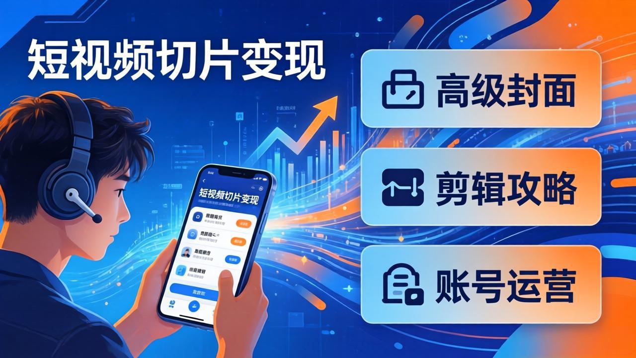 短视频切片变现速成班2.0：高级封面+剪辑攻略+账号运营，0基础小白快速入局副业-悟思笔记，一个低调的学习营。