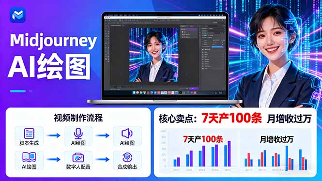 AI绘图照片开口说话视频制作：Midjourney+数字人，7天产100条月增收过万-悟思笔记，一个低调的学习营。