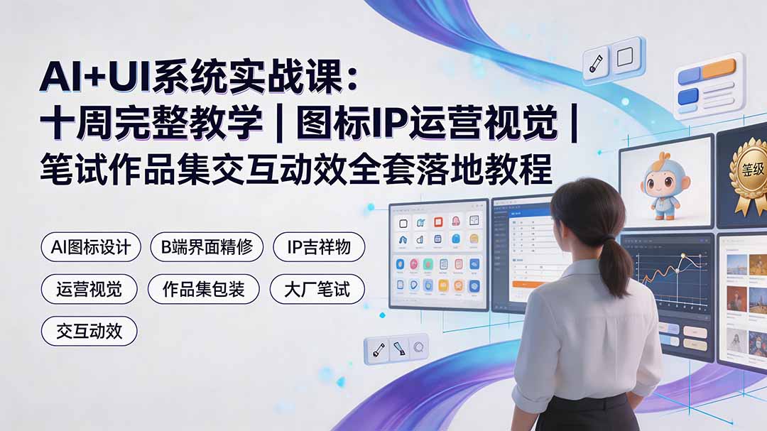 AI+UI系统实战课：十周完整教学｜图标IP运营视觉｜笔试作品集交互动效全套落地教程-悟思笔记，一个低调的学习营。