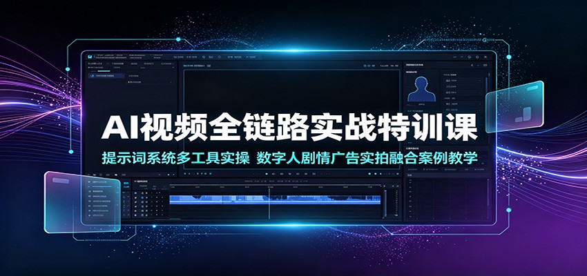 AI视频全链路实战特训课：提示词系统多工具实操，数字人剧情广告实拍融合案例教学-悟思笔记，一个低调的学习营。