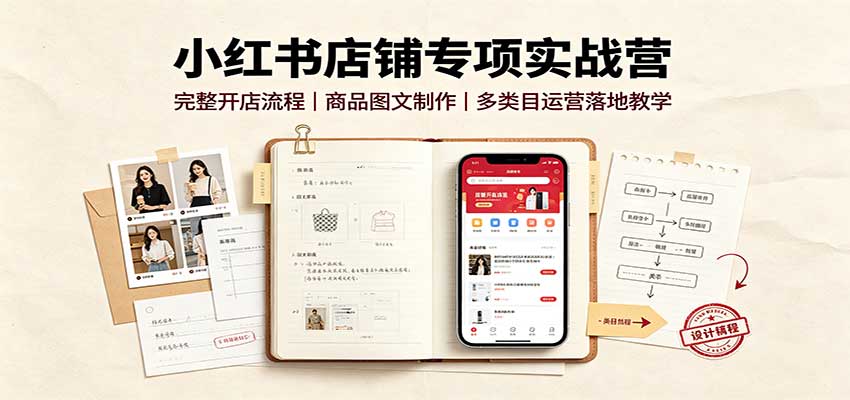 小红书店铺专项实战营：完整开店流程，商品图文制作，多类目运营落地教学-悟思笔记，一个低调的学习营。