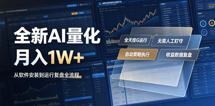 全新AI量化月入1W+，一台电脑全天挂G运行，不用盯不用操作，懒人专属副业！【揭秘】-悟思笔记，一个低调的学习营。