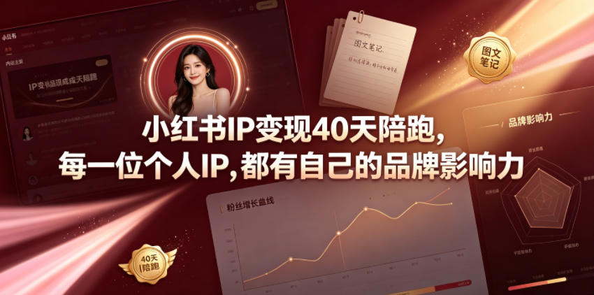 小红书IP变现40天陪跑，每一位个人IP，都有自己的品牌影响力-悟思笔记，一个低调的学习营。