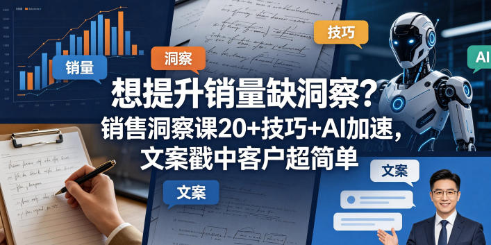 想提升销量缺洞察？销售洞察课20+技巧+AI加速，文案戳中客户超简单【原创双语字幕】-悟思笔记，一个低调的学习营。