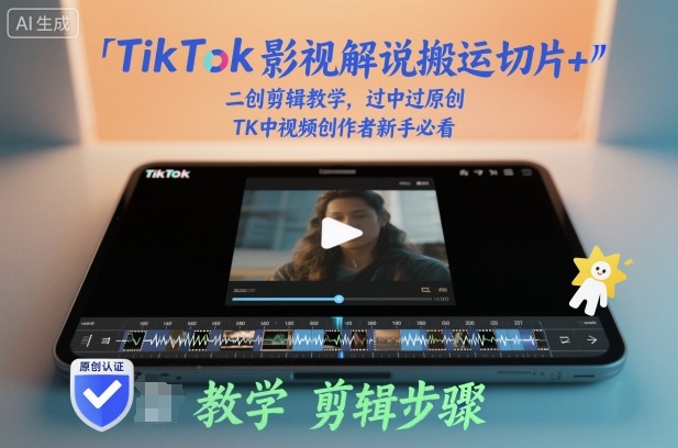 TikTok影视解说搬运切片+二创剪辑教学，过中过原创，TK中视频创作者新手必看-悟思笔记，一个低调的学习营。